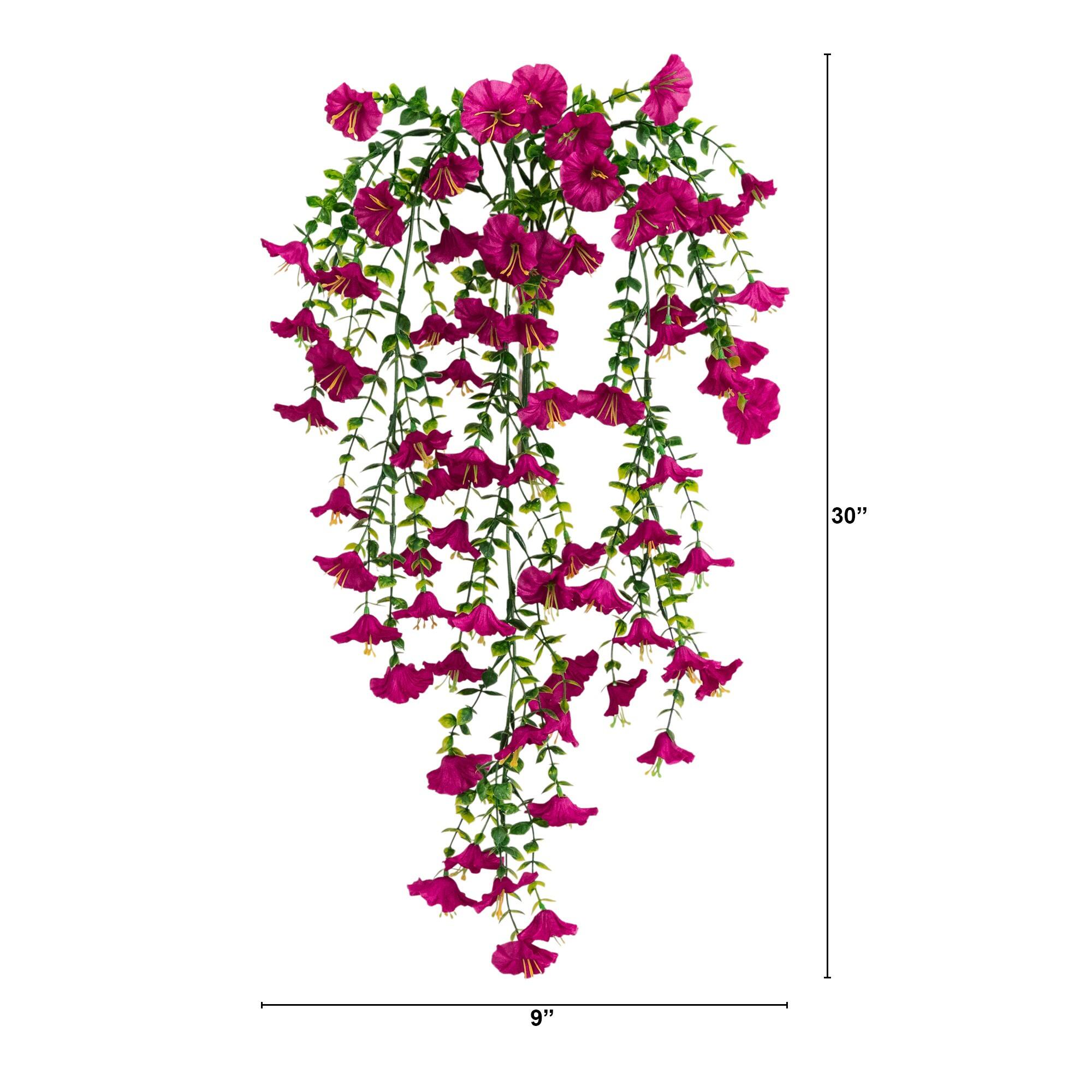 30" UV Resistant Artificial Morning Glory Hanging Plants